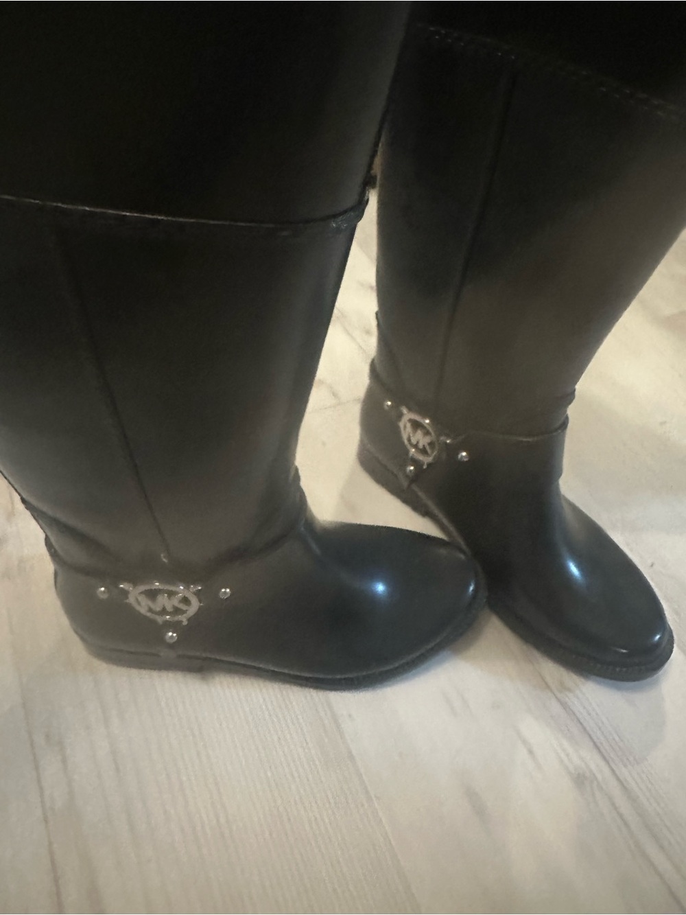 Michael Kors Black Over-the-Knee Riding Boots with MK Emblem
